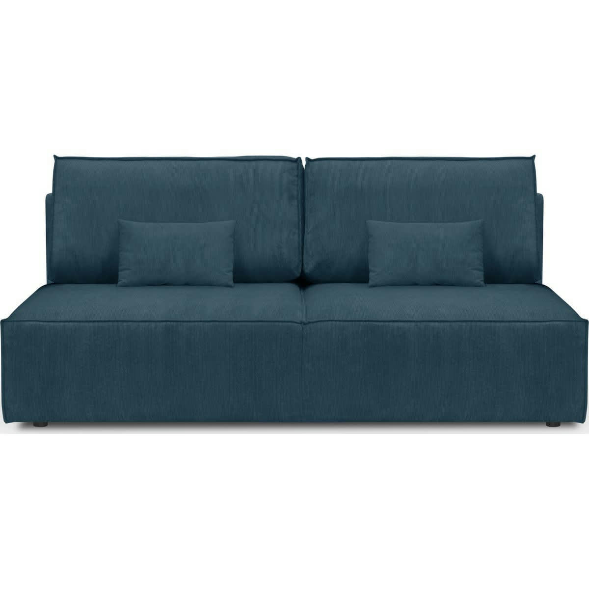 MILLA NEW - Canapé convertible 3 places avec coffre velours fines côtes bleu nuit
