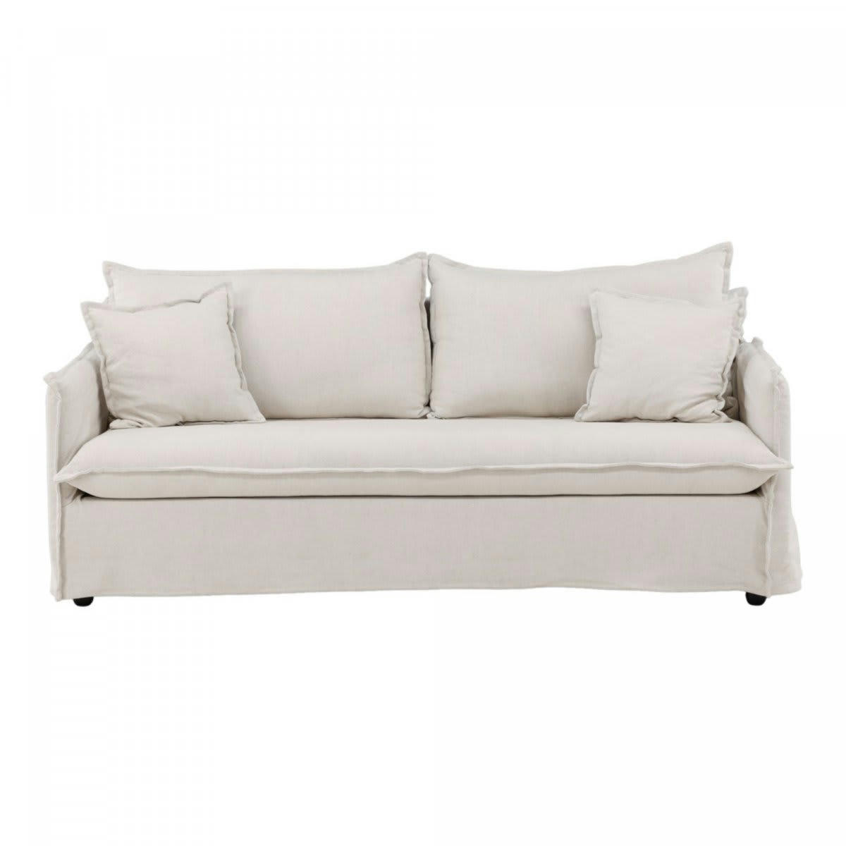 MOHA - Canapé moderne 3 places revêtement en lin blanc