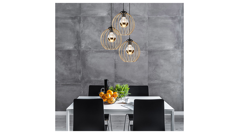 Lampa wisząca Zoya 3-punktowa metalowa złota