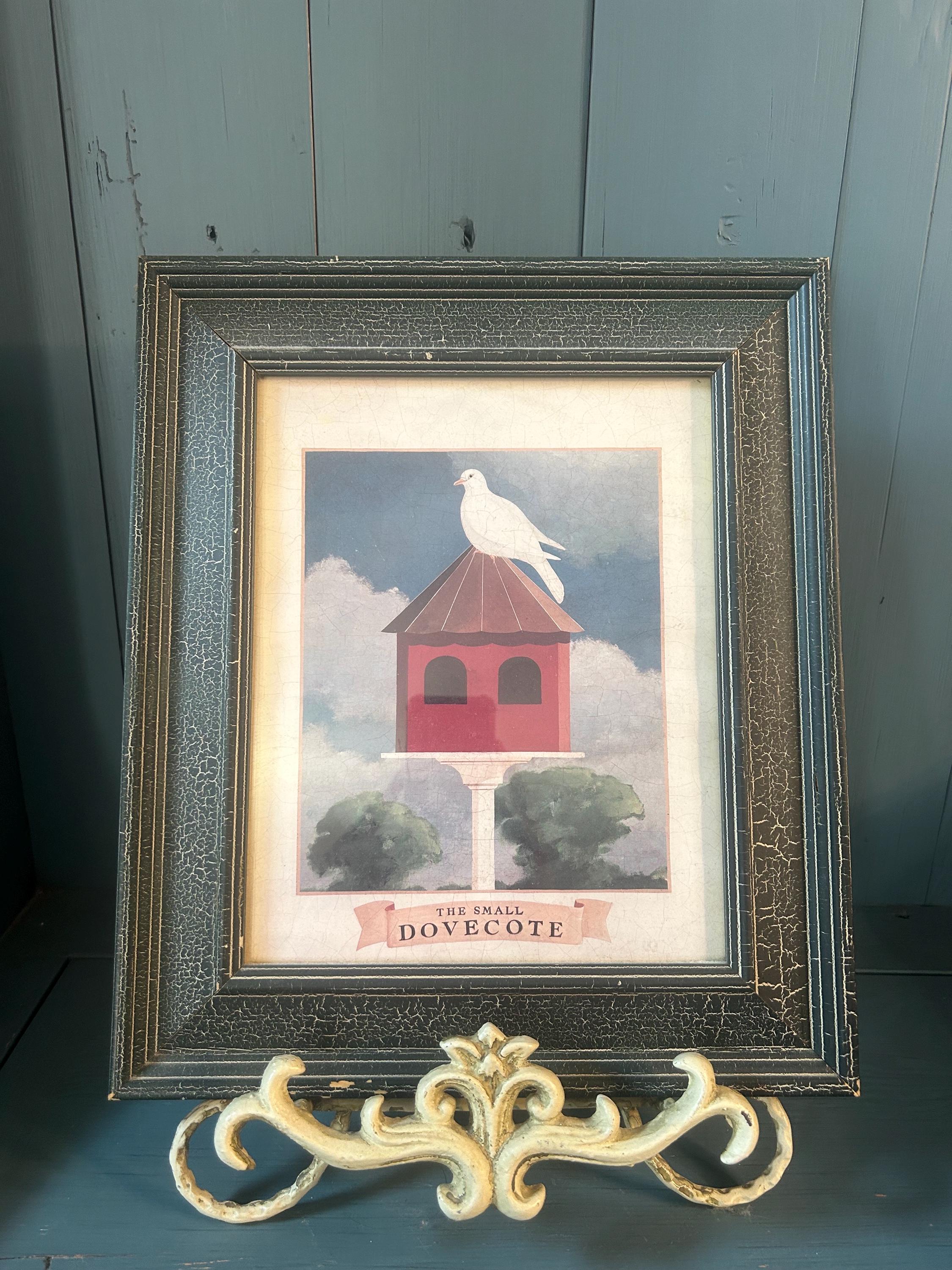 Framed Warren Kimble Americana Folk Print - “The Small Dovecote” 11.5 x 13.5” Cottagecore Decor