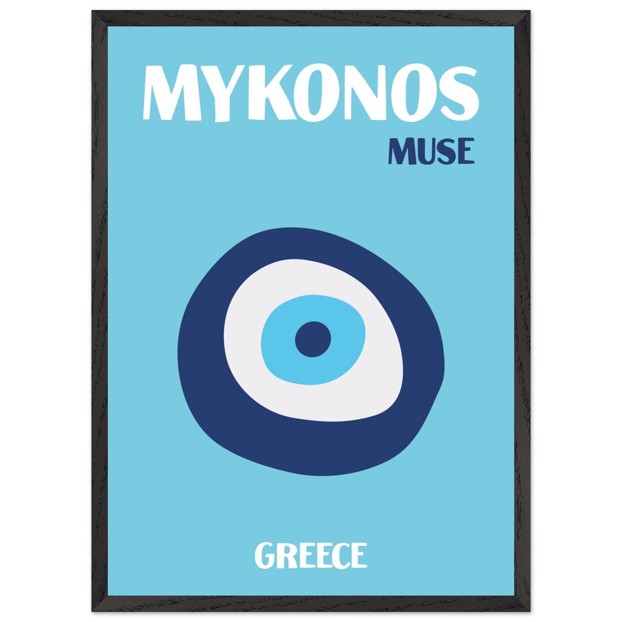 Artfulprints Poster met Lijst Griekenland - Mykonos  - 50x70 cm - Blauw