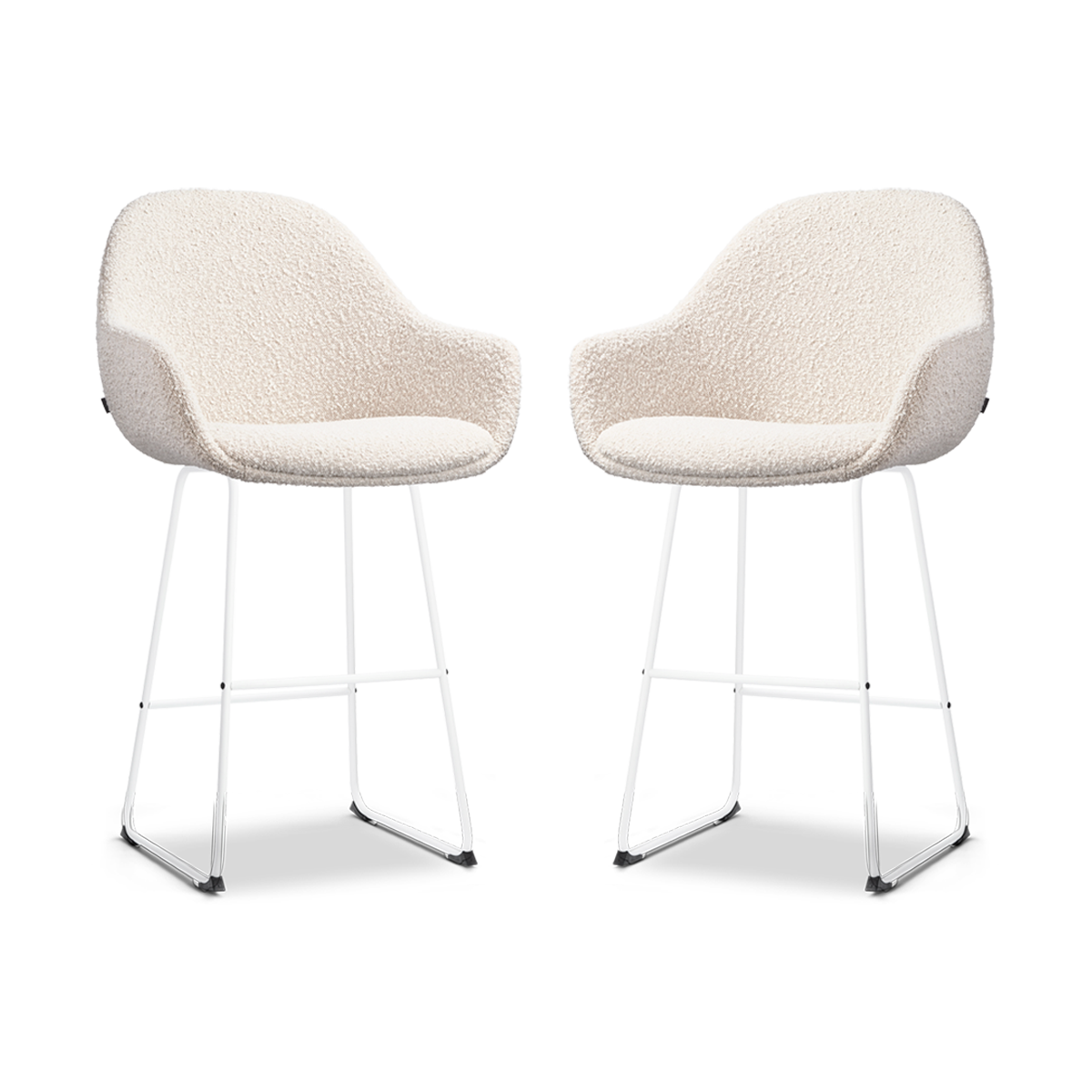 Nolon Nino-Mae Barkrukken Set van 2 - Bouclé Beige - Wit - 65 cm