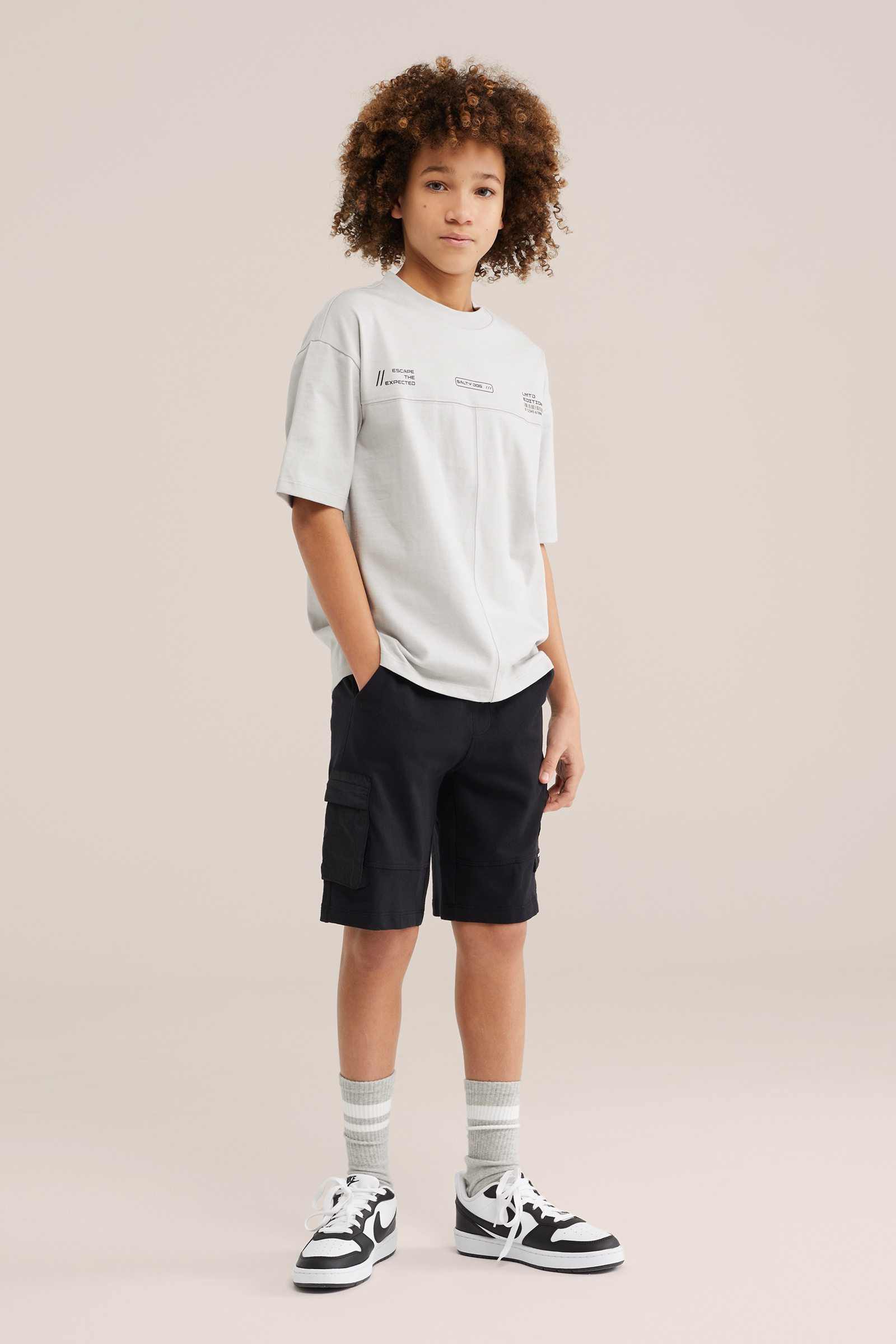 Jongens regular fit sweatshort met cargozakken