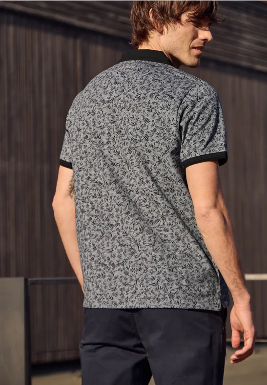 Kurzarm Oxford Poloshirt mit Print