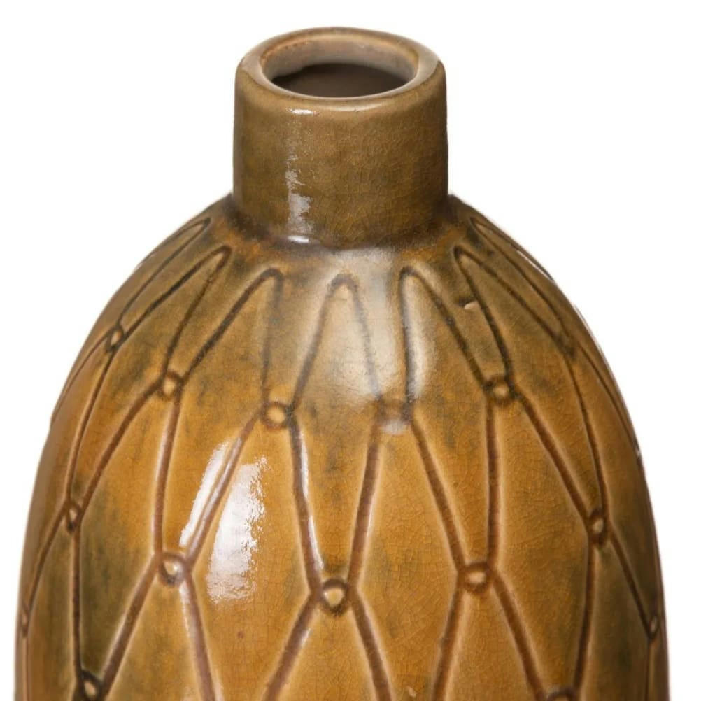 - Grand vase moutarde patiné H30cm