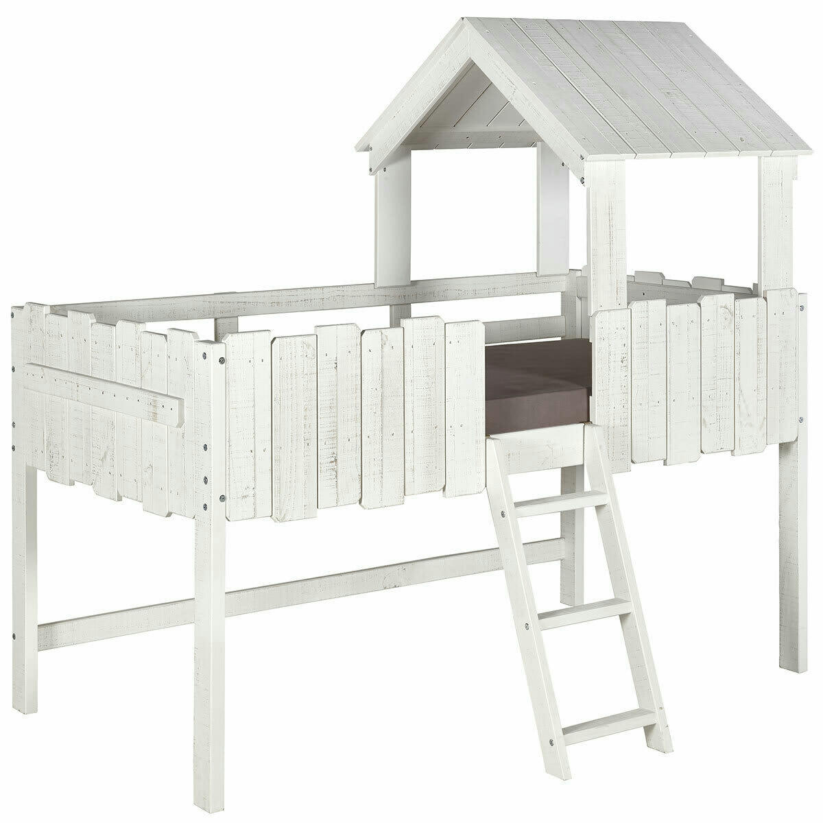 DONNIE - Pack lit avec matelas 90x190 cm bois massif blanc