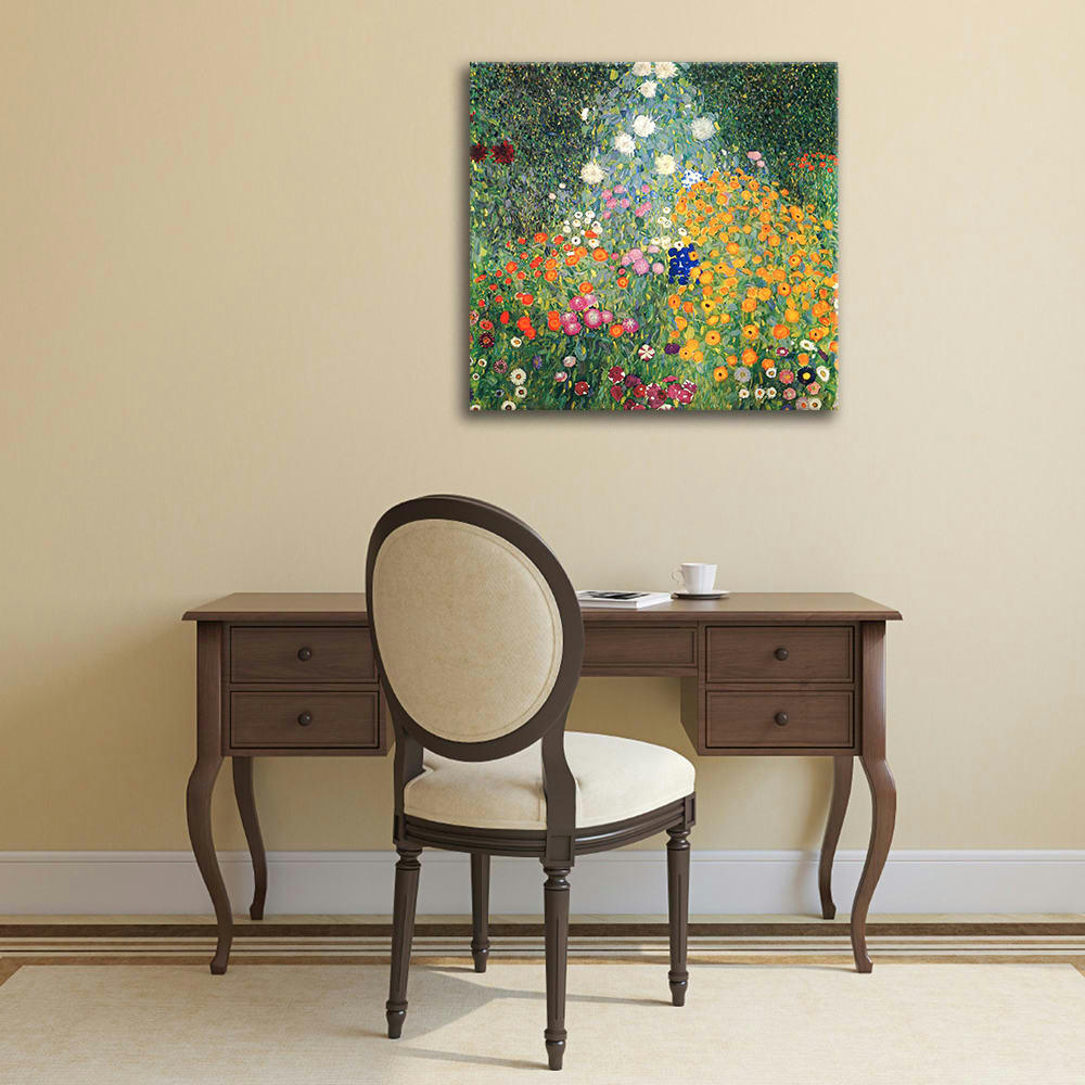 - Tableau impression sur toile Jardin de Fleurs Gustav Klimt 90x90cm