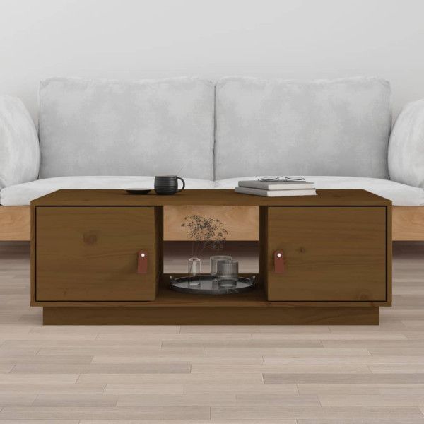 Stolik Kawowy Ława Stół Brązowy Drewniany 100x50x35 Przegrody Do Salonu