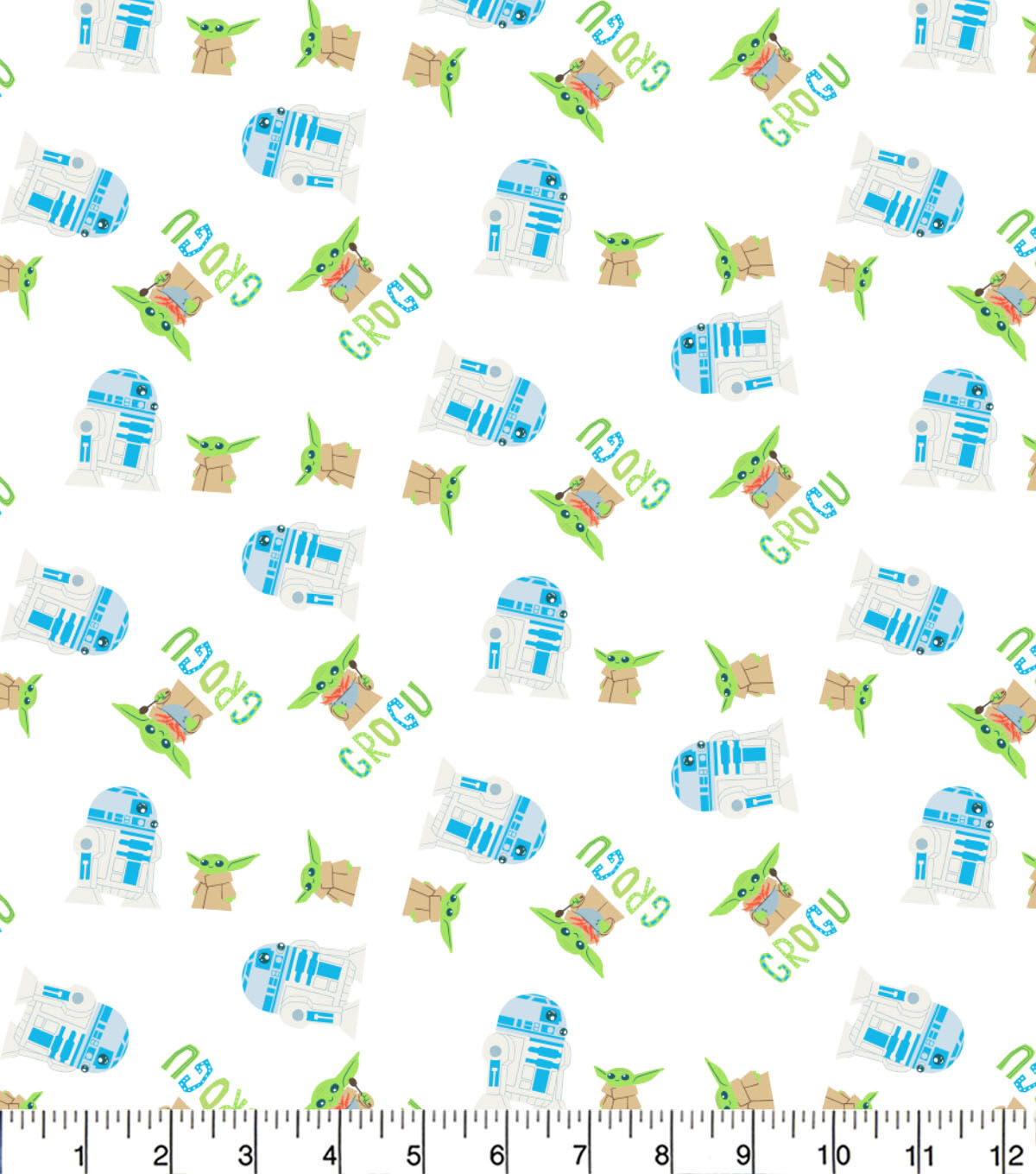 Mandalorian Grogu R2D2 Toss Cotton Fabric