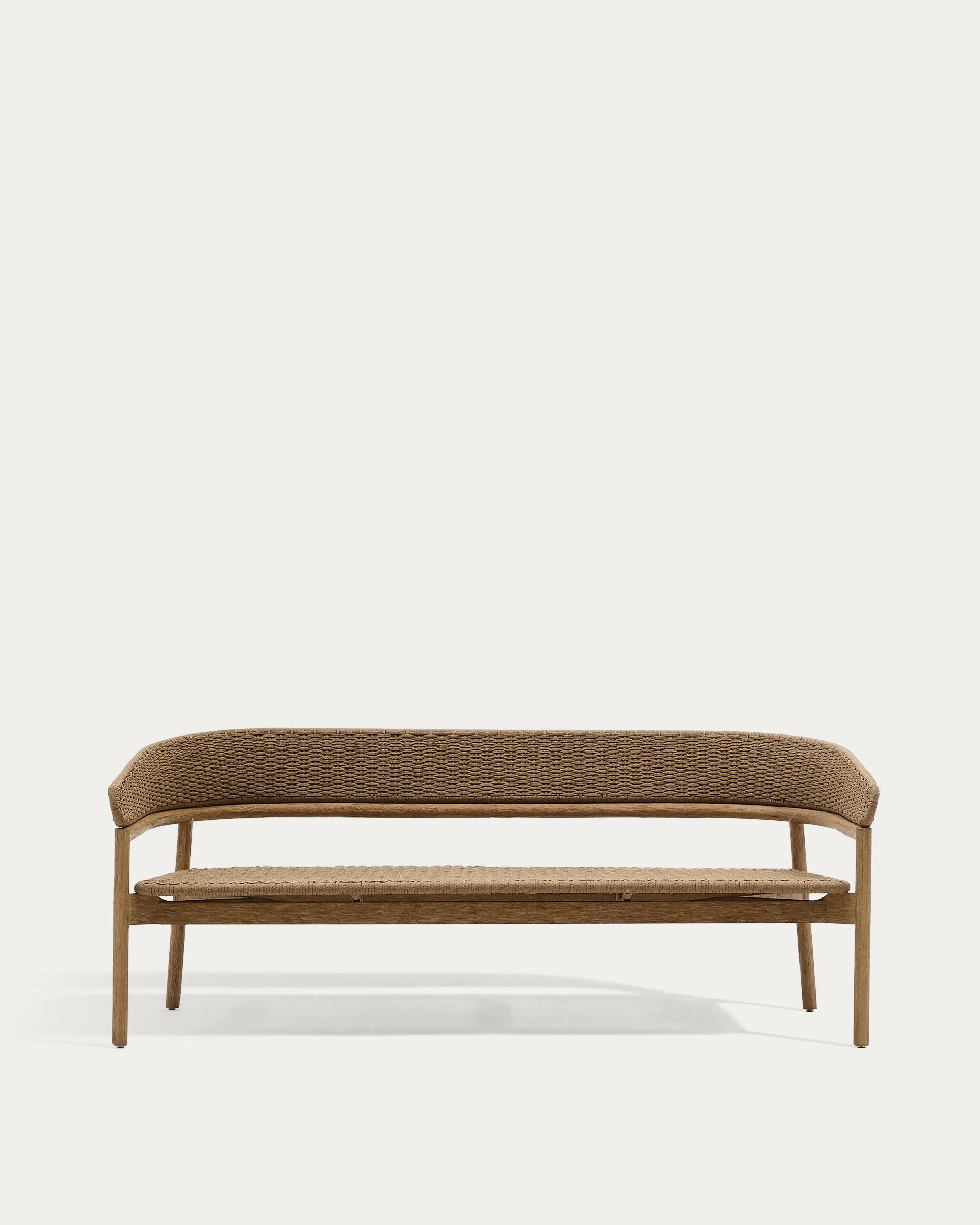Arinella 3-seater sofa in FSC 100% solid acacia wood with natural finish and beige rope cord 167 cm