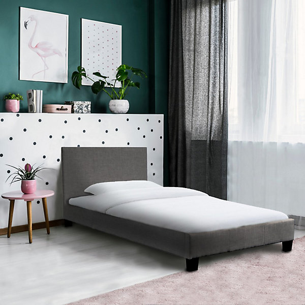 Lit DUBLIN 90x190   1 sommier / Gris foncé