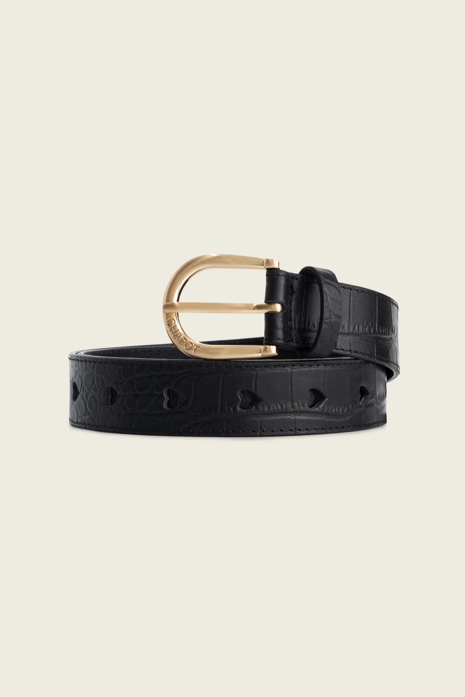 Cut It Out Heart Belt Croco | Black