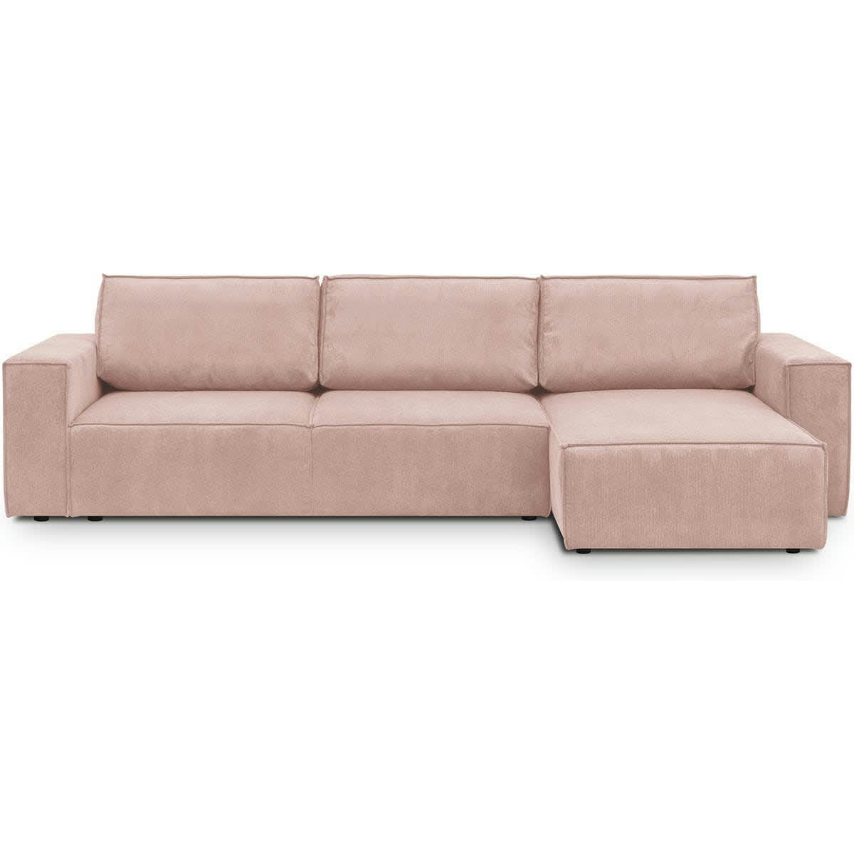 HARPER NEW - Canapé d'angle 5 places convertible en velours fines côtes rose