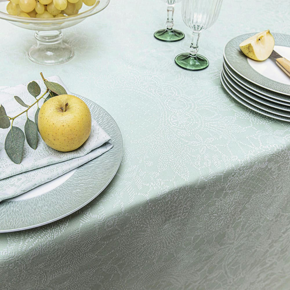 MILLE GUIPURES JADE - Set  pur coton vert 40X50