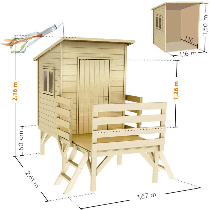Cabane pour enfant Oakland 1,87 x 2,61 x 2,16 m SOULET