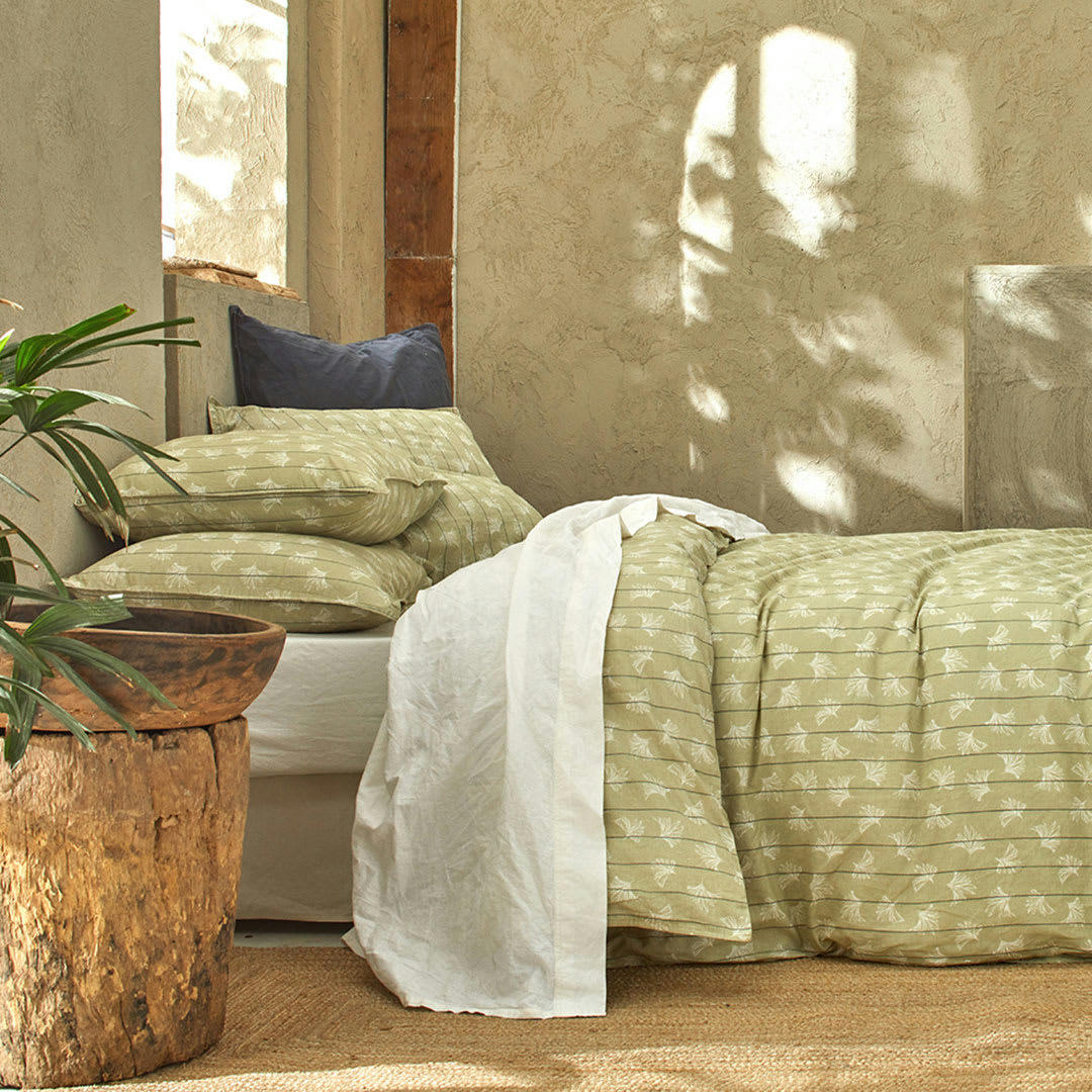 BIO LANGKA - Housse de couette li/coton organic jaune 140x200 cm