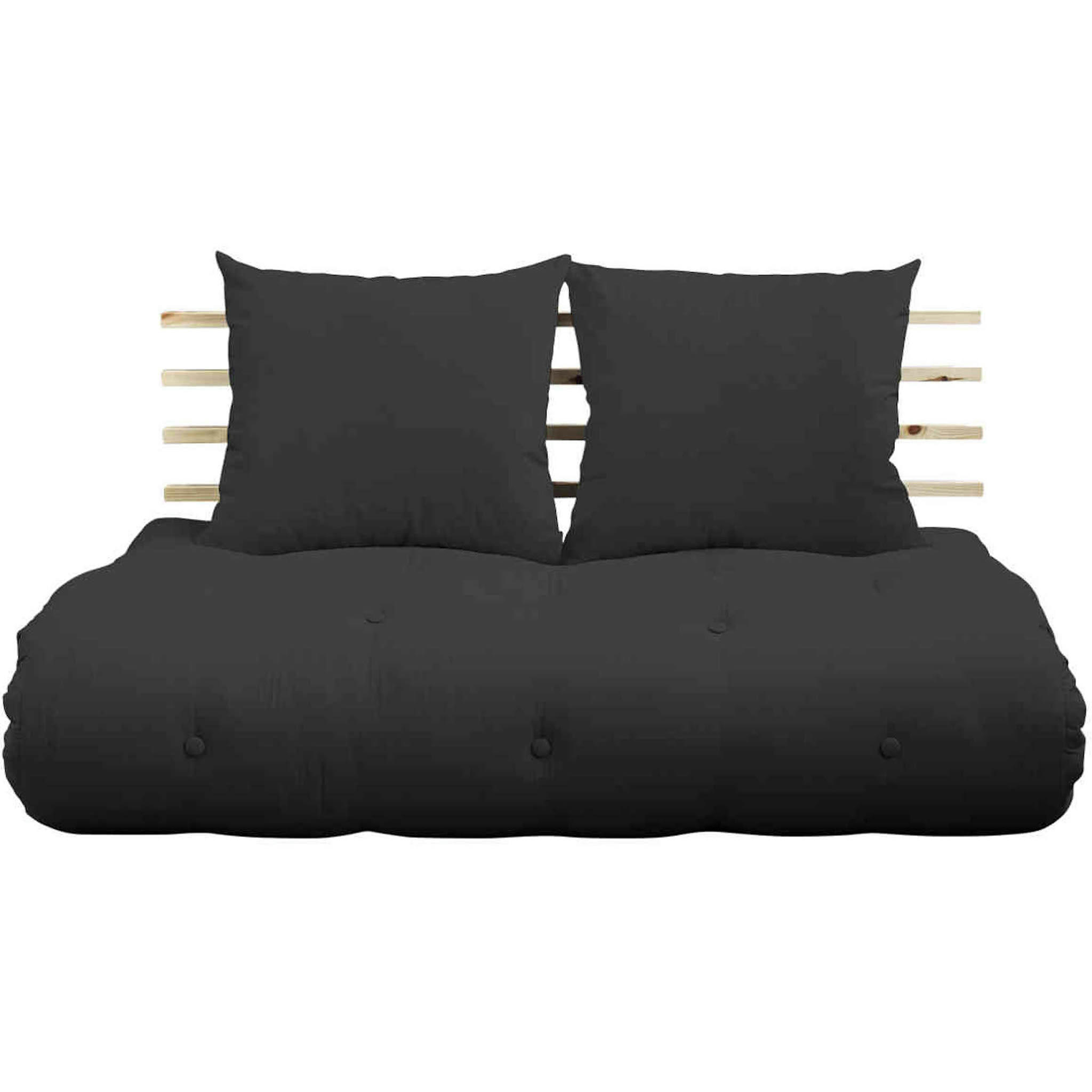 - Tête de lit en pin massif avec futon anthracite 140x200