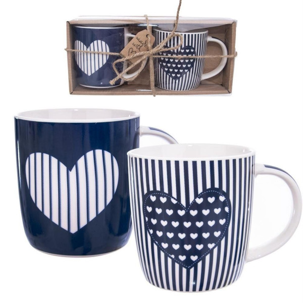 Kubek porcelanowy granatowy zestaw kubków 2 szt. 390 ml