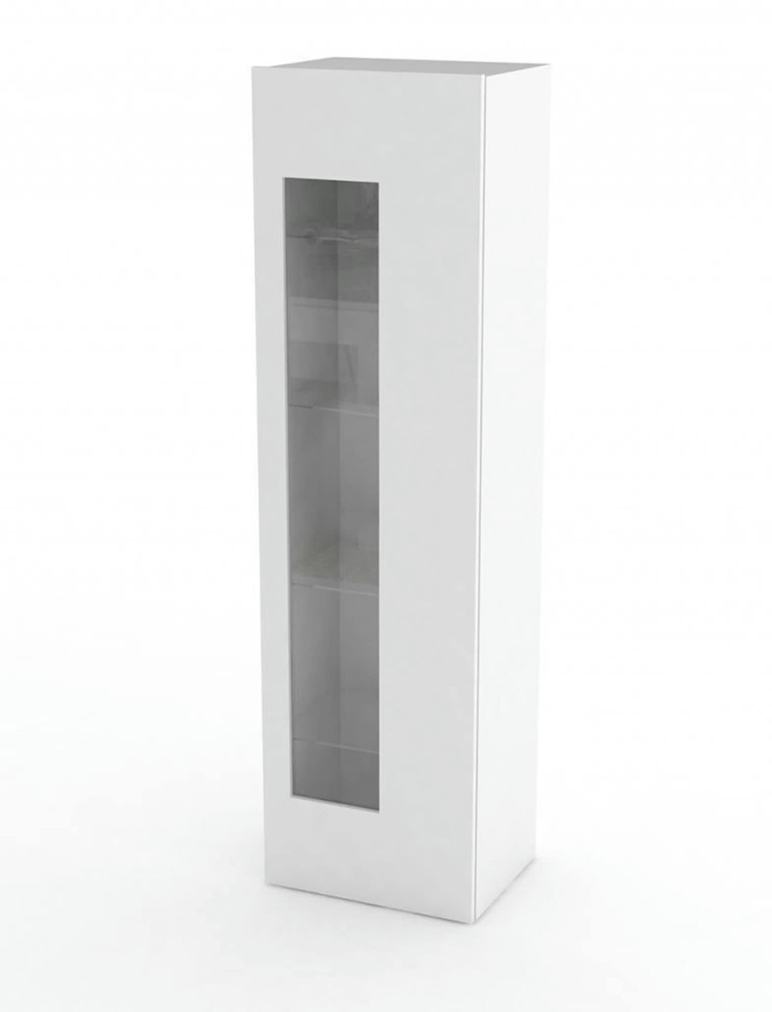 MIMMO - Armoire une porte effet bois blanc brillant 45x34h162 cm