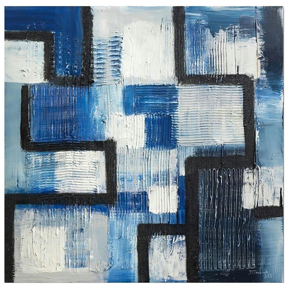- Tableau impression sur toile Géométrie en Bleu 60x60cm