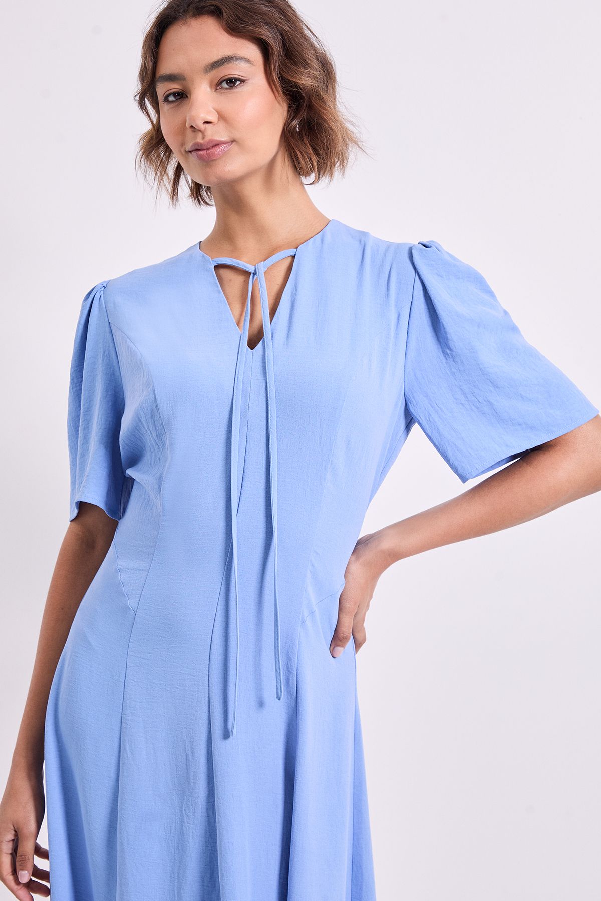 Dorothy Perkins Tie Front Seam Detail Midi Dress