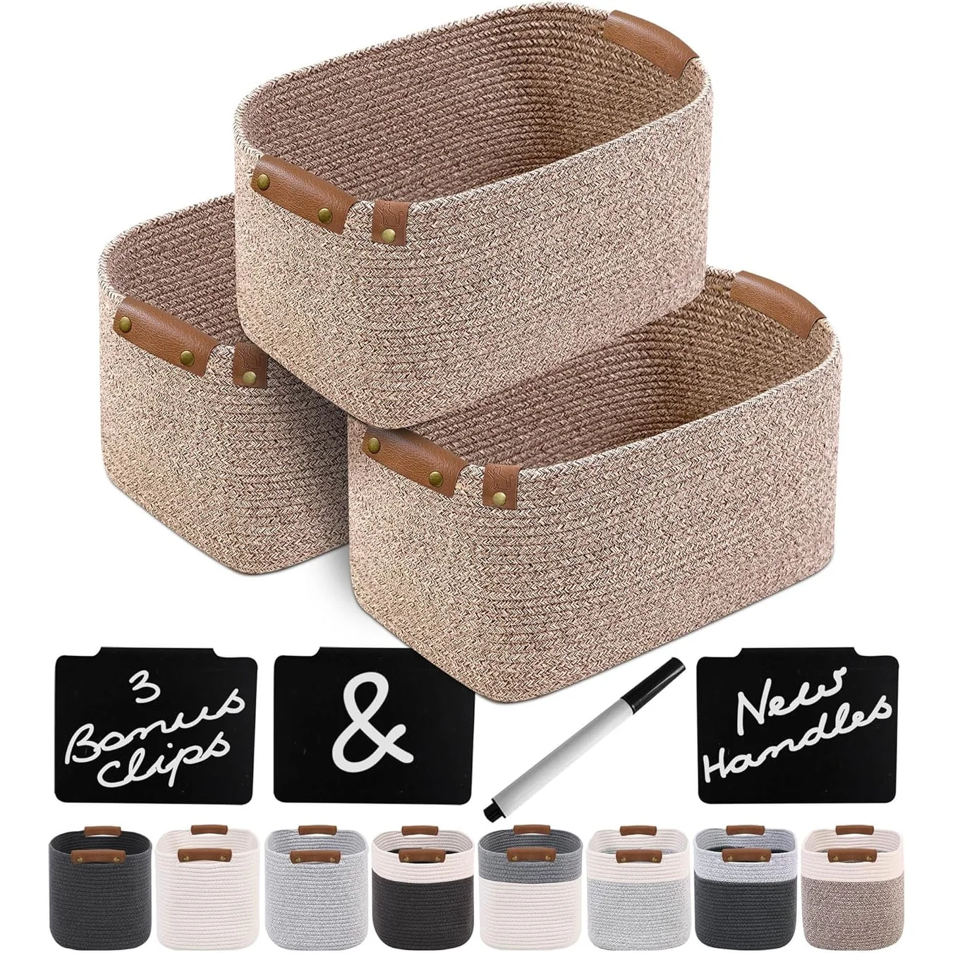 3 Sets of Cotton Rope Baskets