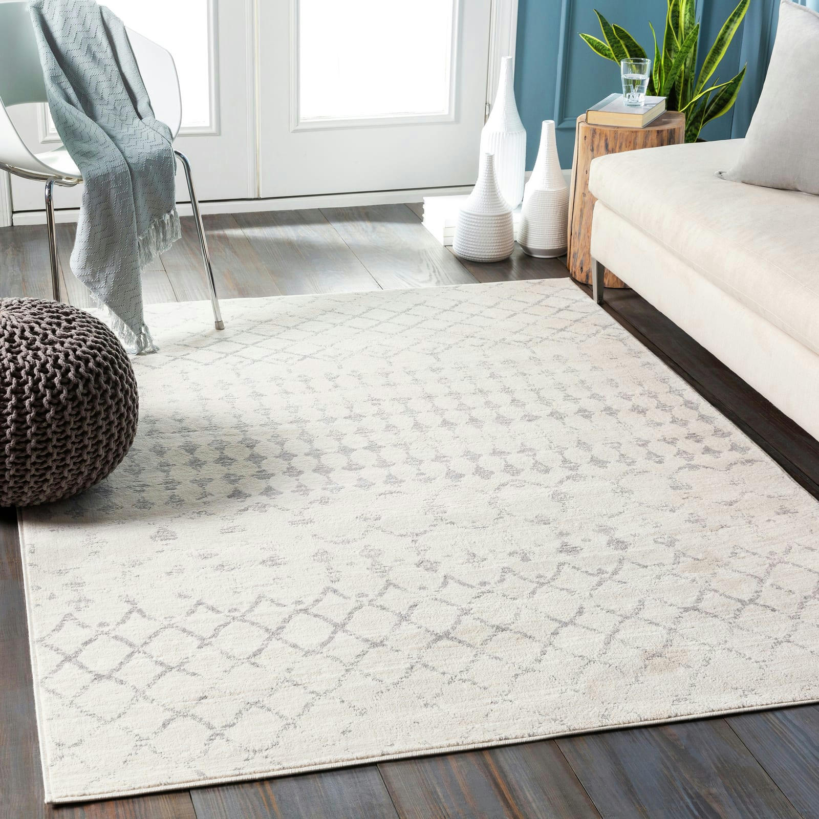 SOFIA - Tapis Berbère Ethnique Blanc Cassé/Gris 140x200