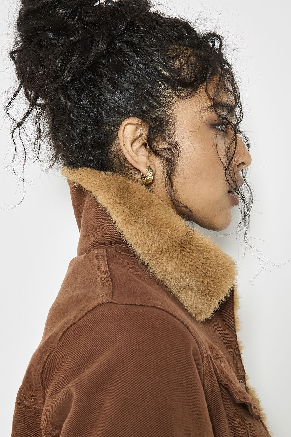 Apricot Faux Fur Lined Denim Jacket