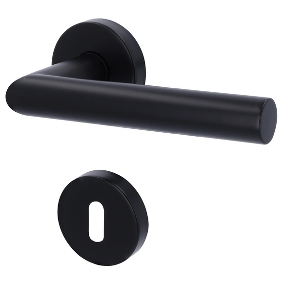 Türbeschlag, satinierter Edelstahl, schwarz