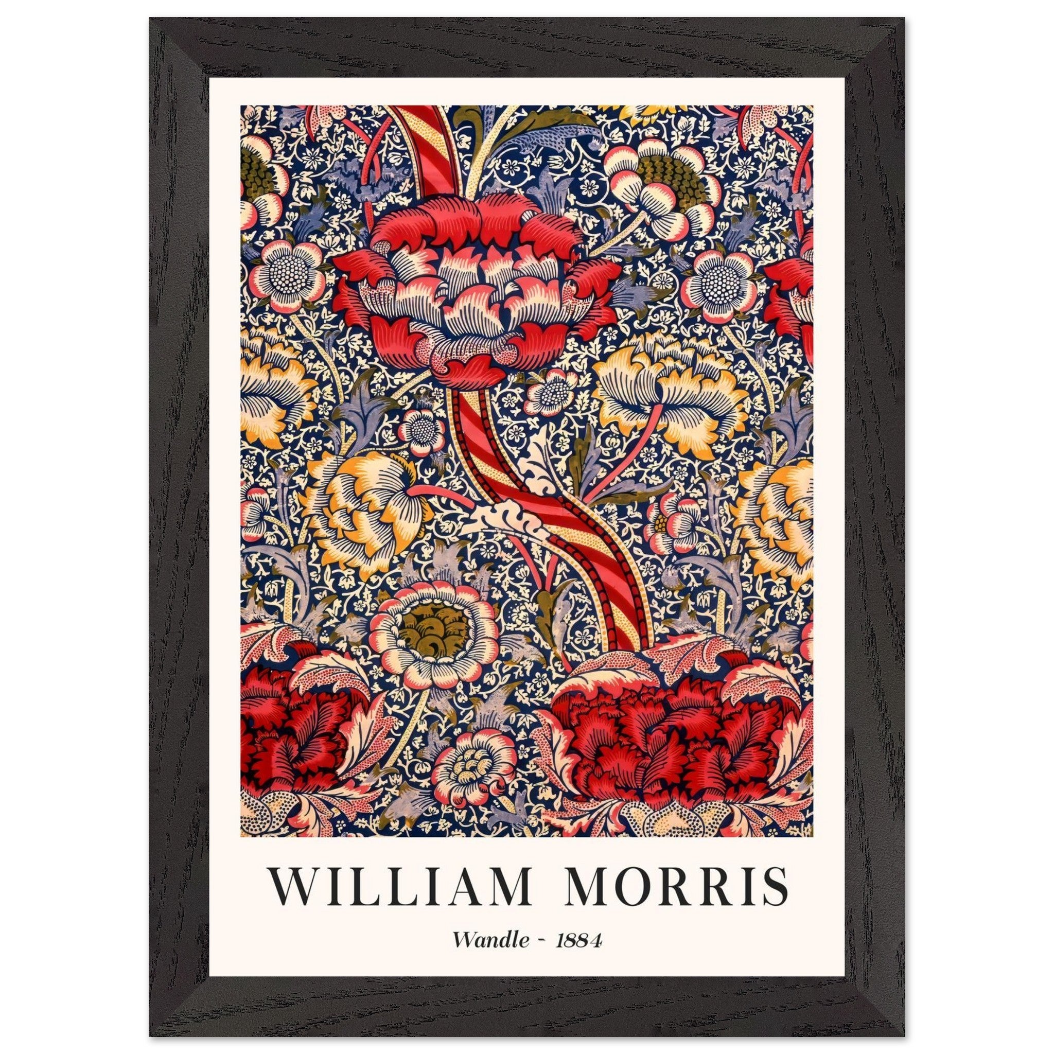 Artfulprints Poster met Lijst William Morris - Wandle  - A4 21x29.7 cm - Rood