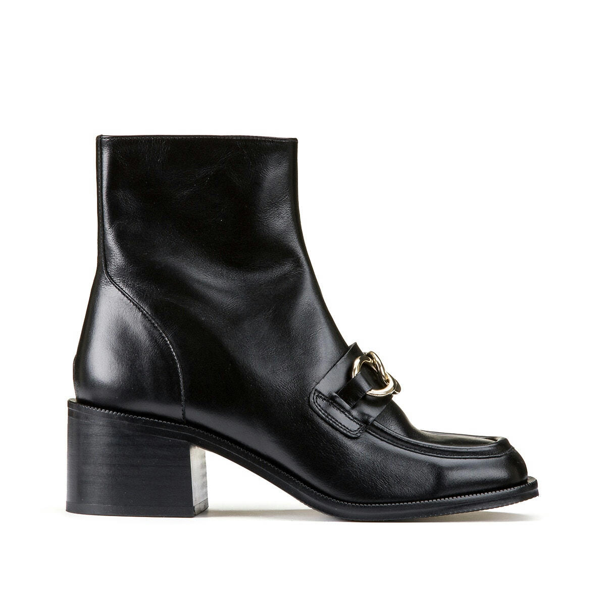 Bottines cuir détail chaîne, fabriquées en Europe