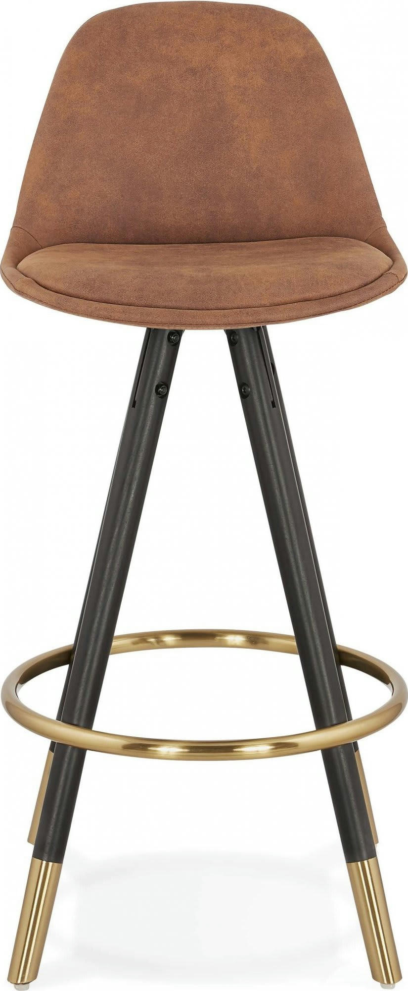 BRUCE MINI - Tabouret de bar Tissu Marron H. assise 65 cm rembourré