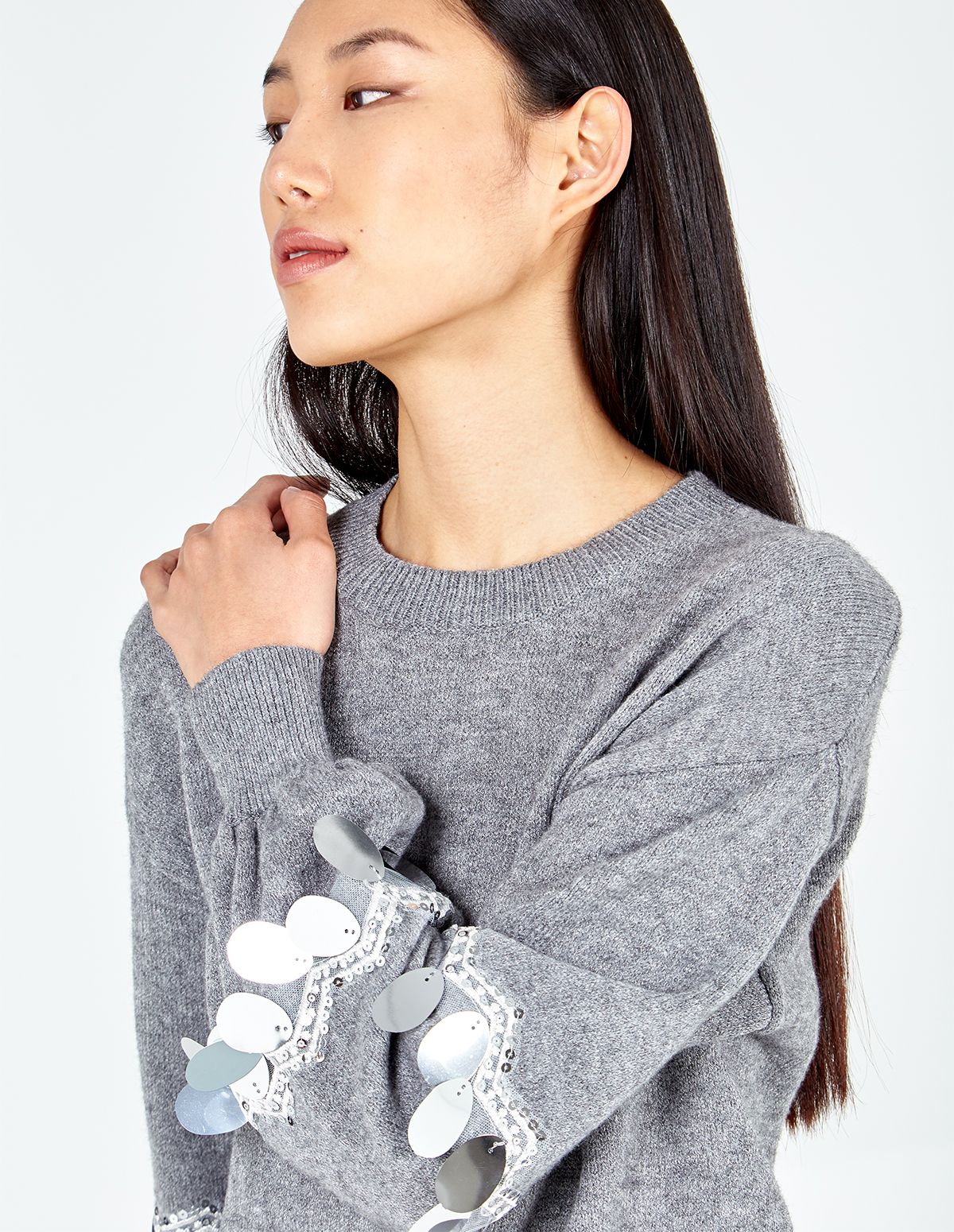 Blue Vanilla Balloon Sequin Disc Sleeve Jumper