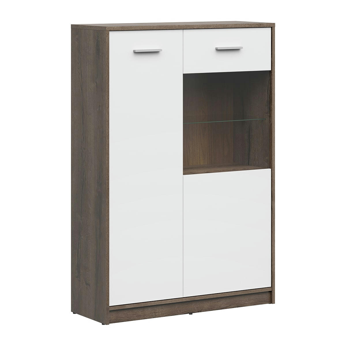 - Vaisselier 2 portes stratifiés naturel foncé et blanc