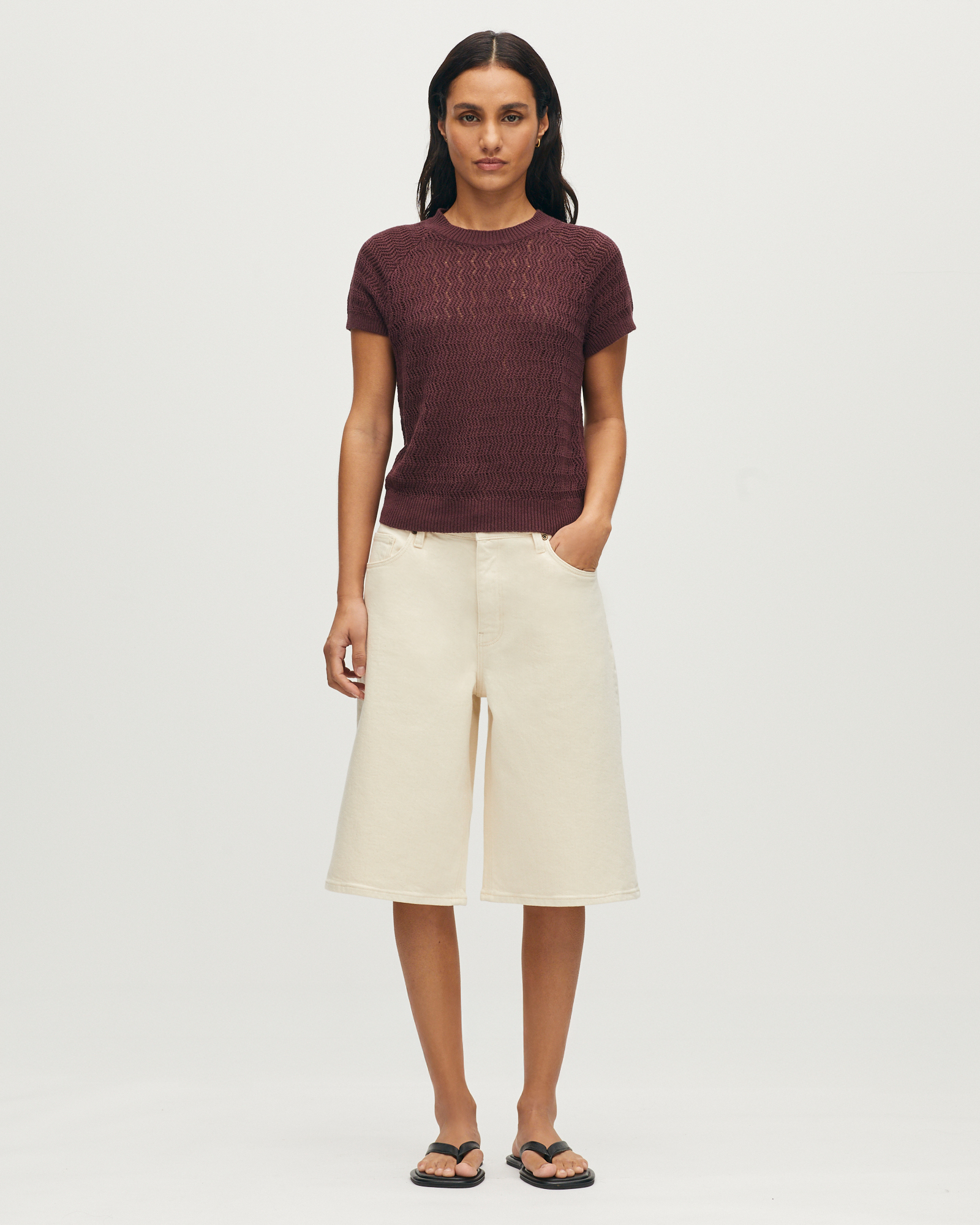 Pull manches courtes en lin