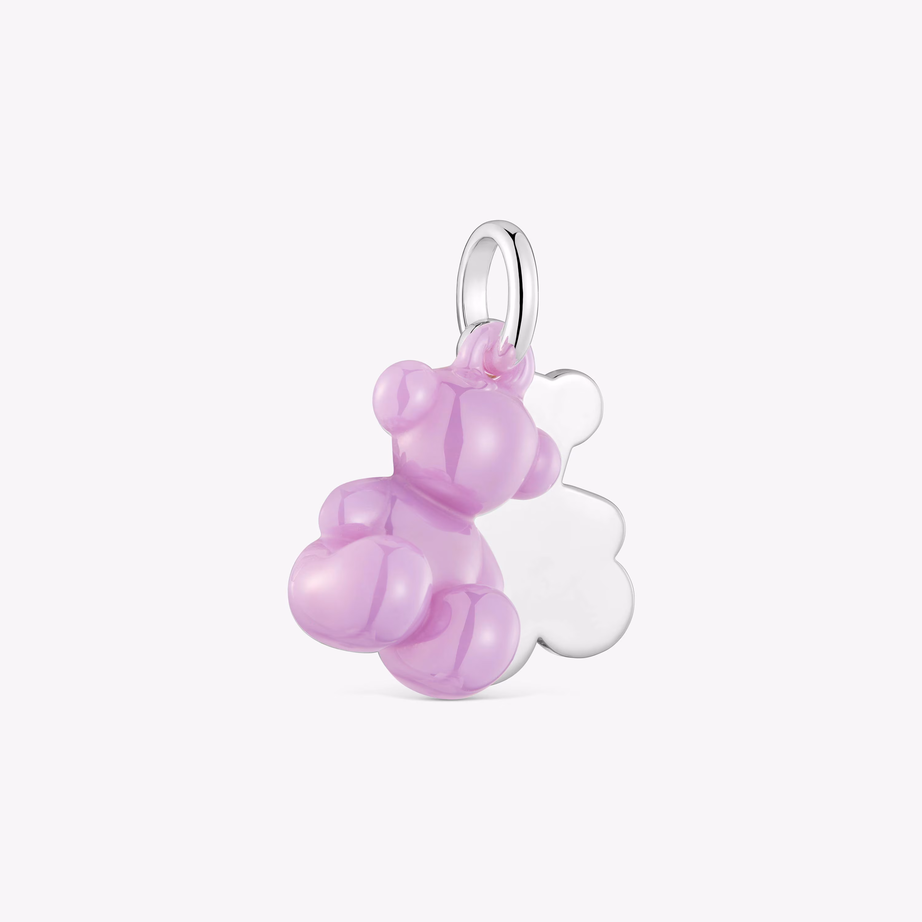 Colgante doble oso de plata y cerámica lila Bold Bear