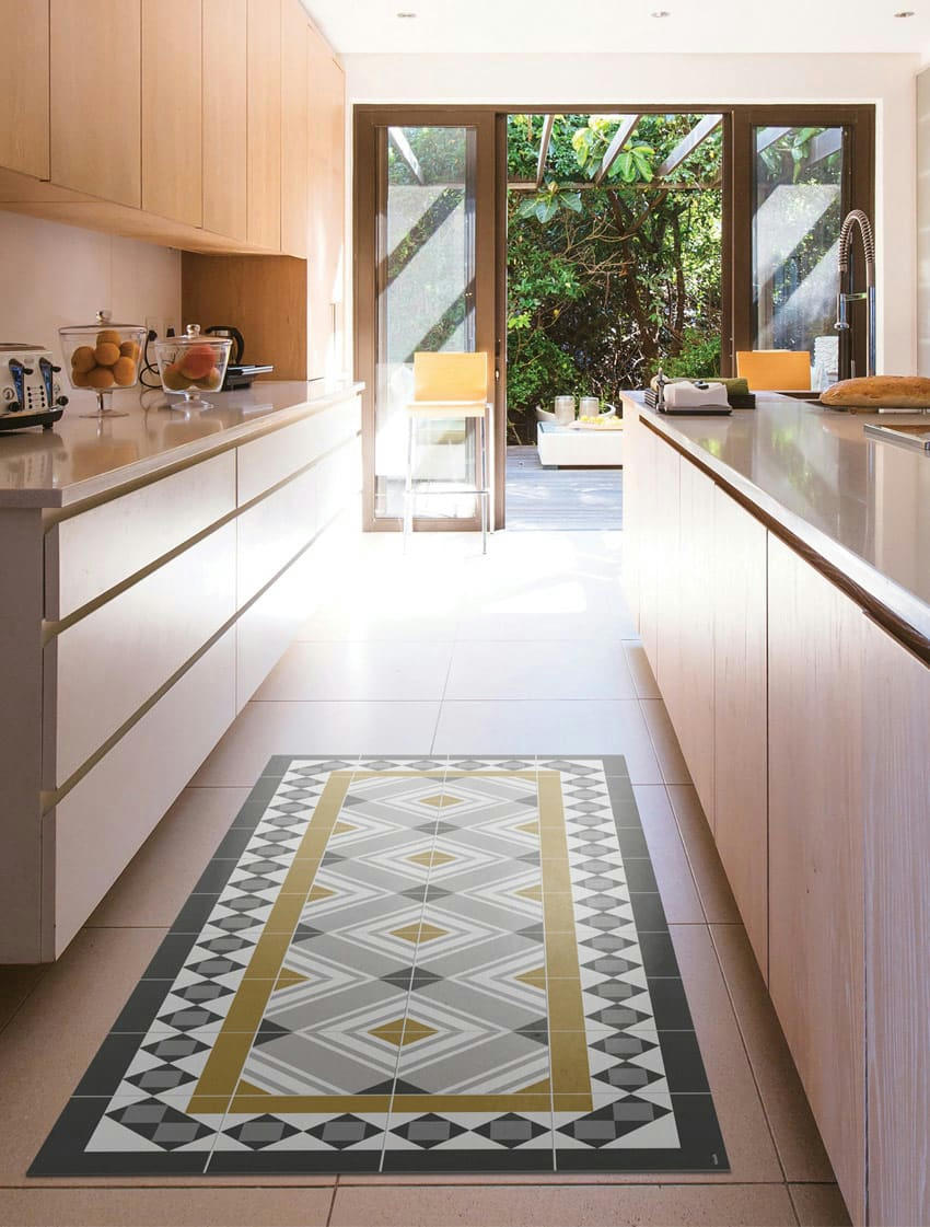 BARCELONE - Tapis en vinyle Muntaner gris 60x120