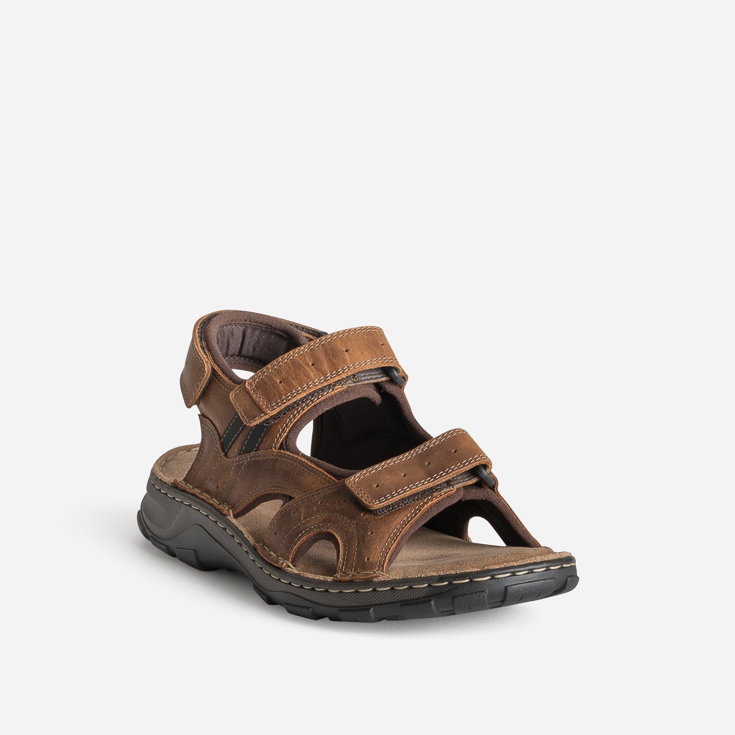 Sandale confort marron cuir à scratchs