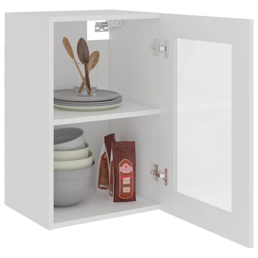 NNEVL Hanging Glass Cabinet White 40x31x60 cm Chipboard