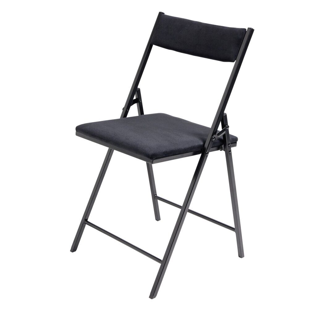 Chaise pliante Ninon métal et velours noire L43xP47xH78,5cm