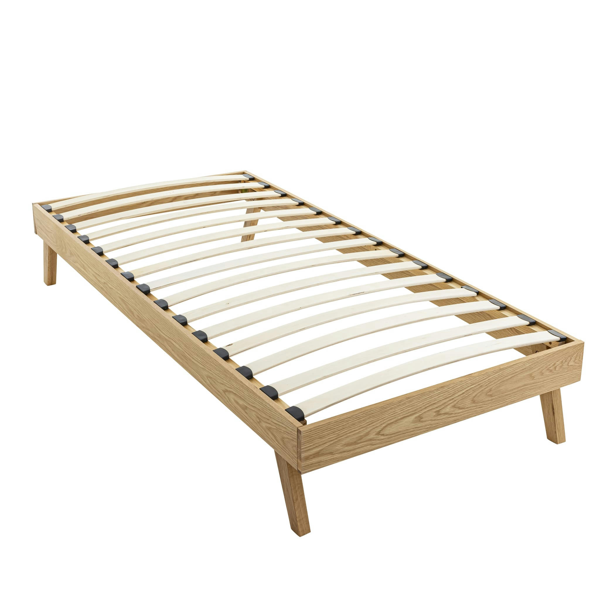 - Lit avec pieds évasés scandinaves bois naturel 90x190