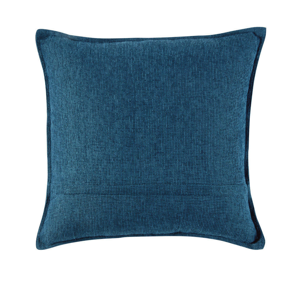 - Coussin en maille chenille bleue 45x45