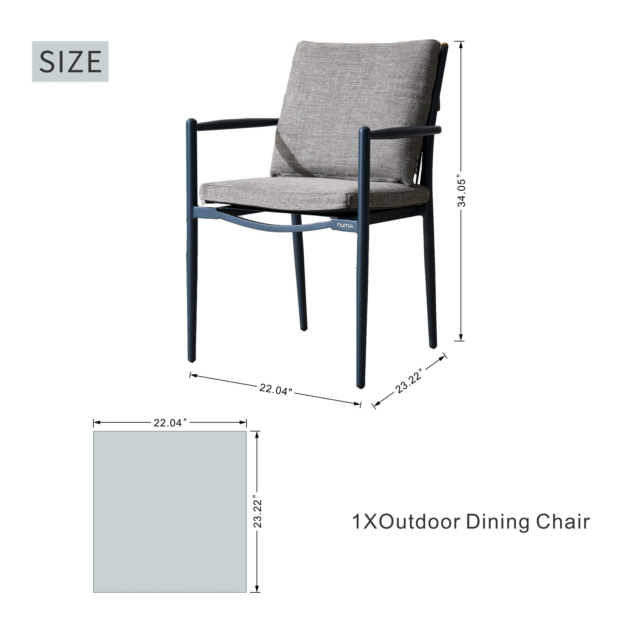 Set of 2 Luxury Outdoor Aluminum Dining Chair with Rope Weave and Teak Details