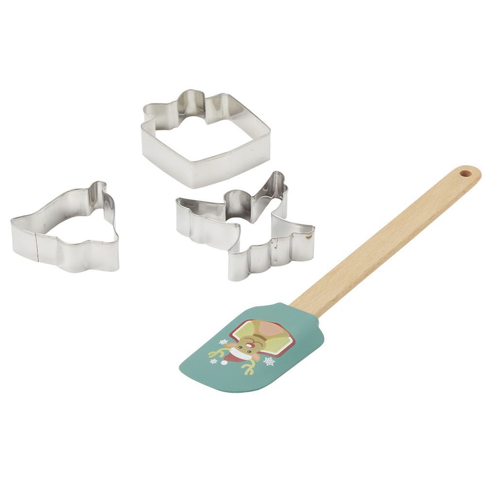 Kit spatule No&euml;l avec emporte pièces x2