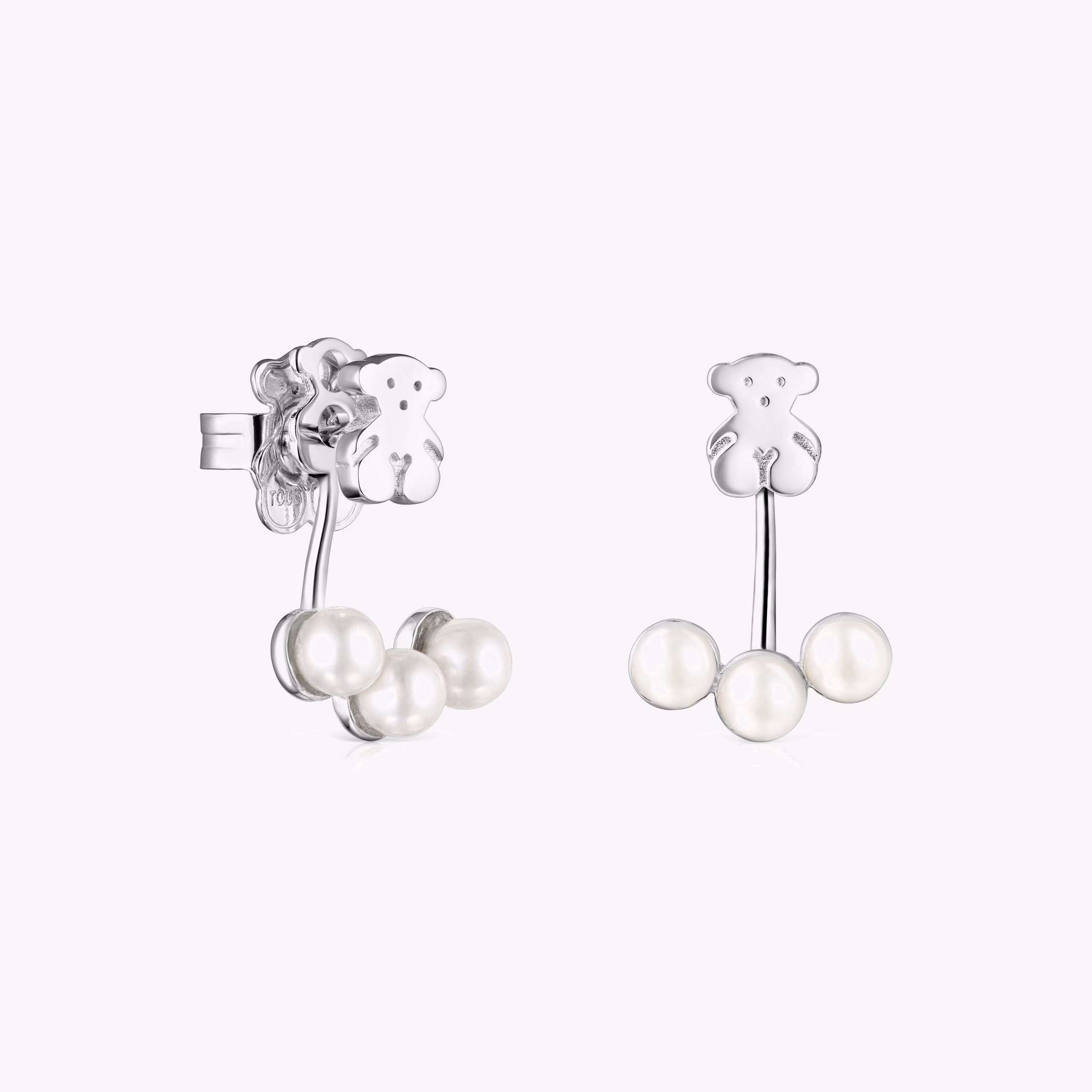Pendientes cortos de plata con perlas Nocturne