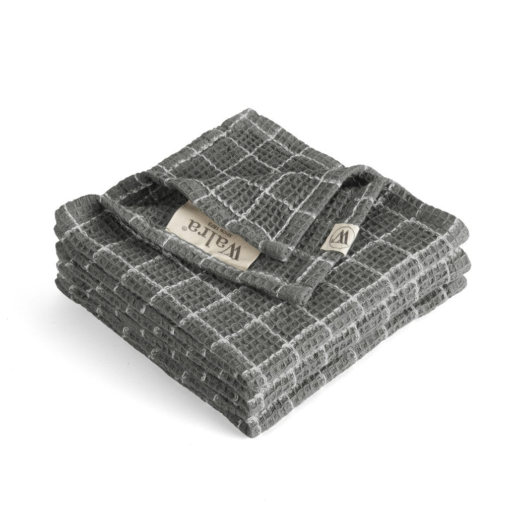 Walra - Vaatdoek Dry with Cubes - 3x 30x30 cm - Off Black