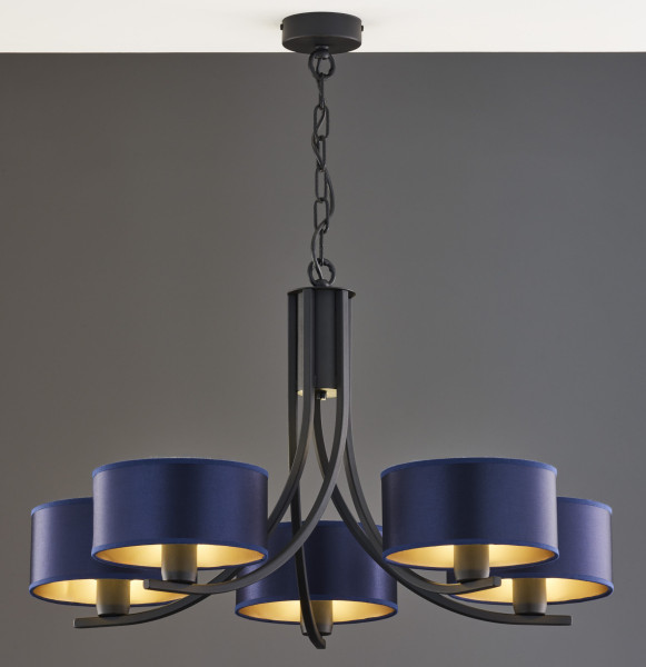 Żyrandol ARTHUR czarno-granatowy 5xE27x40W wym:71x75x75cm IP20 Jupiter