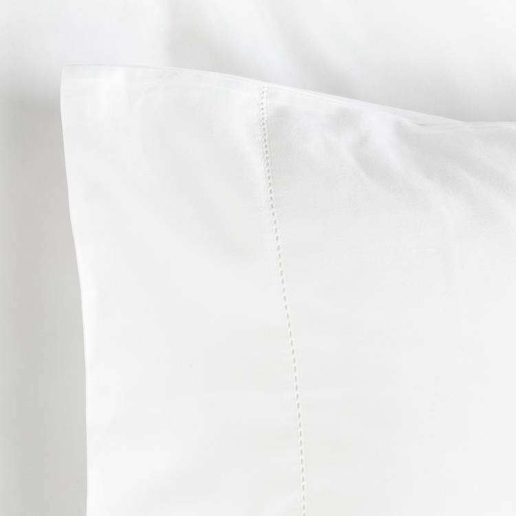 Habitat Cotton 400 TC Stitch Detail White Bedding Set-Single