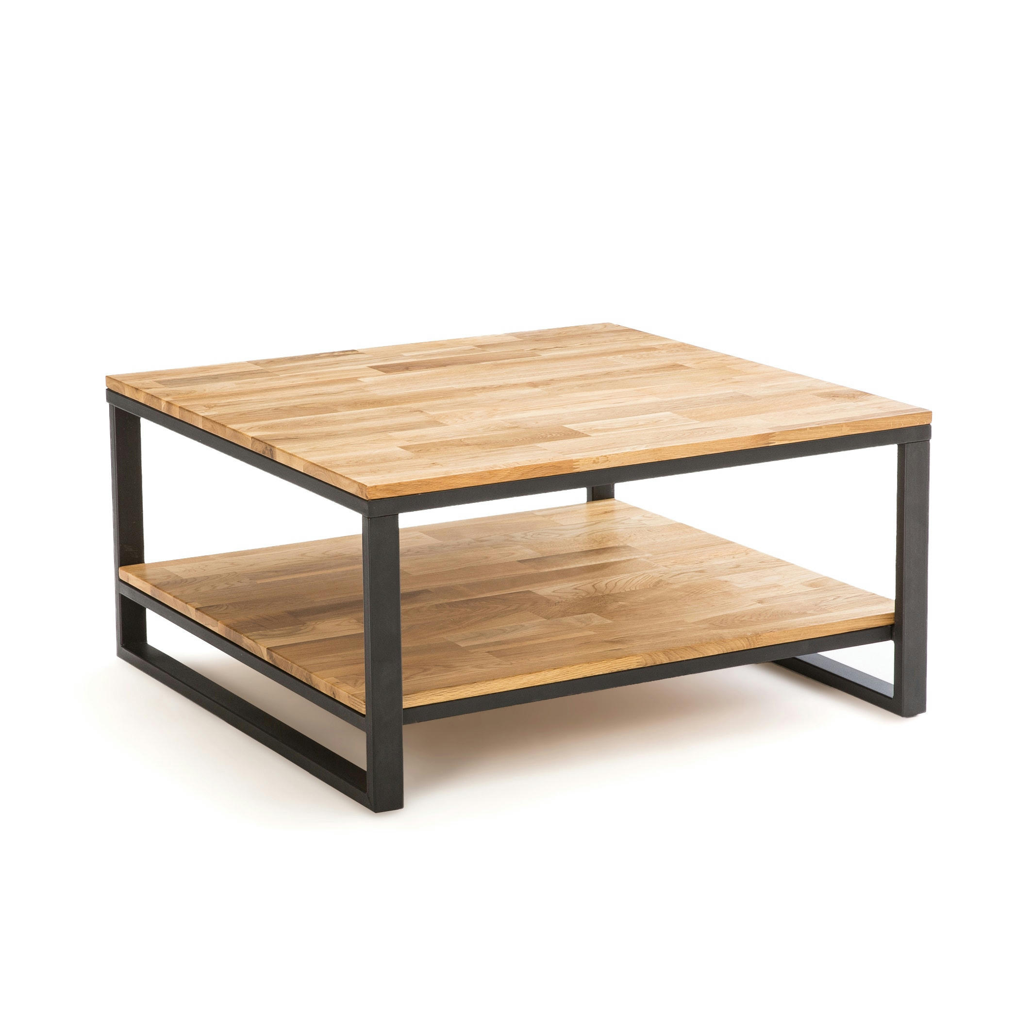 Table basse carrée chêne et acier, Hiba