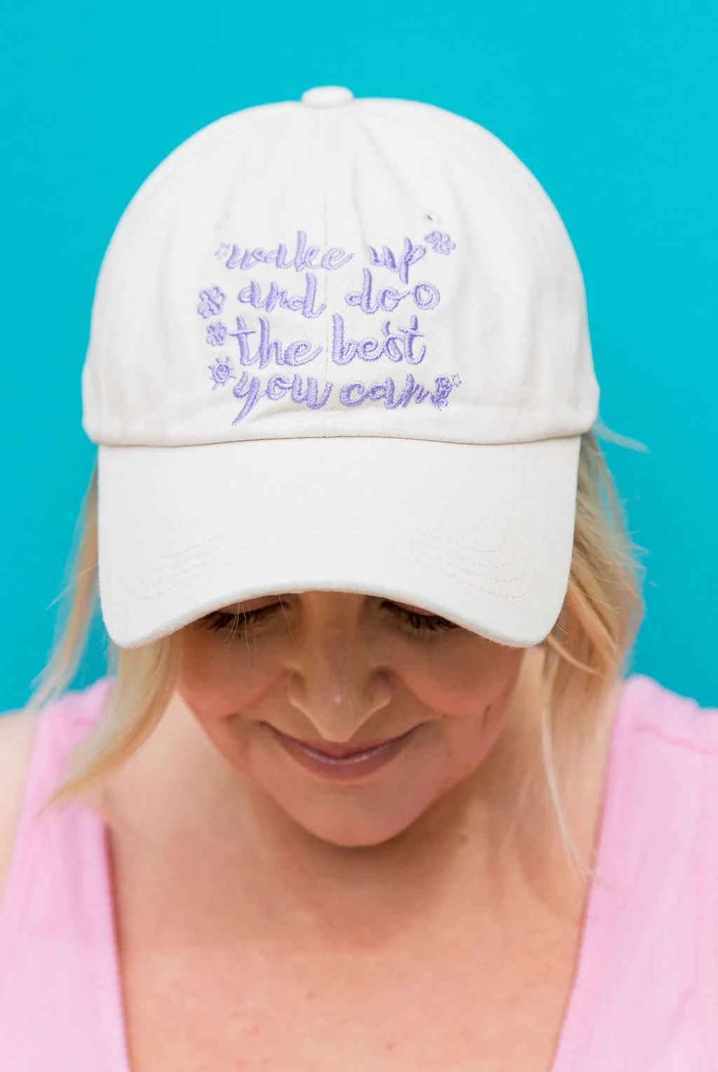 Essentials Slogan Cap in Show Up Cream